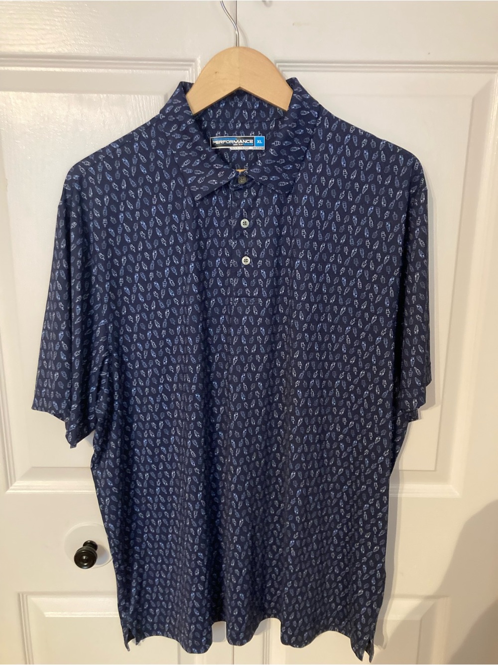 Round tree & Yorke Navy Polo with Ice-cream 🍦 Light-Print Pattern